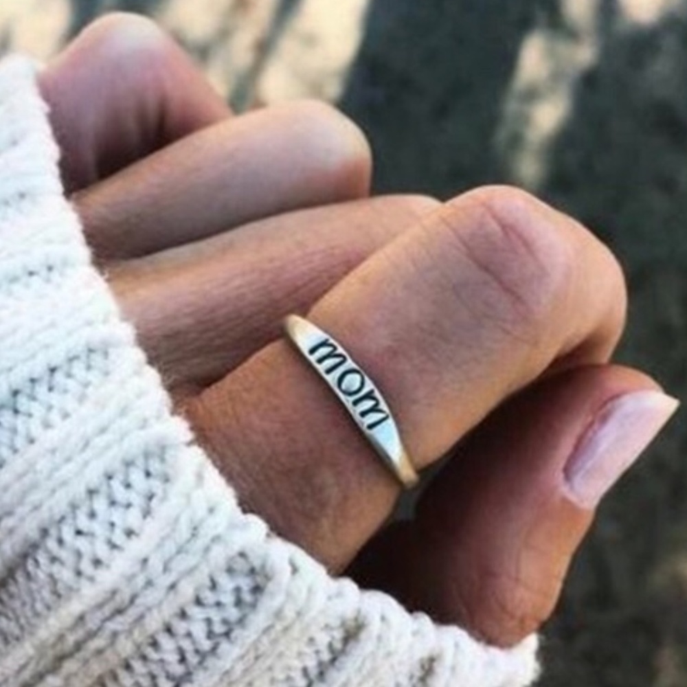 Mom Silver Dainty Ring